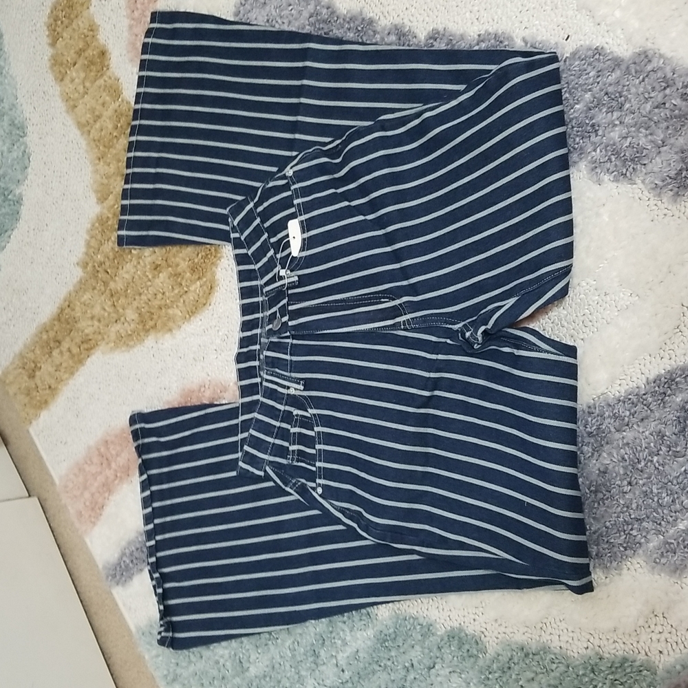 Stripped flare jeans
